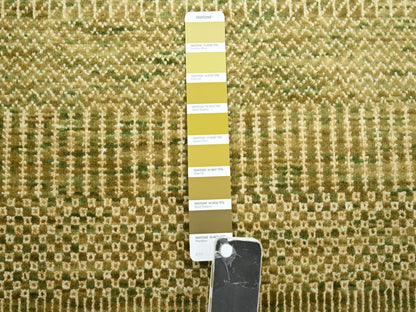 Brown 2'8" x 8'2" Modern / Contemporary Hand knotted Wool/Silk Rug - Sku: O083231
