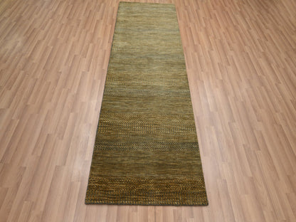 Brown 2'8" x 8'0" Modern / Contemporary Hand knotted Wool/Silk Rug - Sku: O083232
