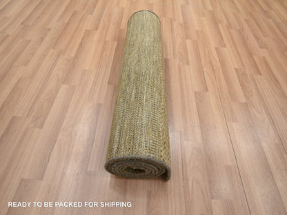 Brown 2'8" x 8'0" Modern / Contemporary Hand knotted Wool/Silk Rug - Sku: O083232