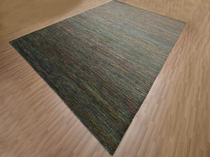 Black 10'0" x 14'0" Modern and Contemporary Hand knotted Wool/Silk Rug - Sku: O083234