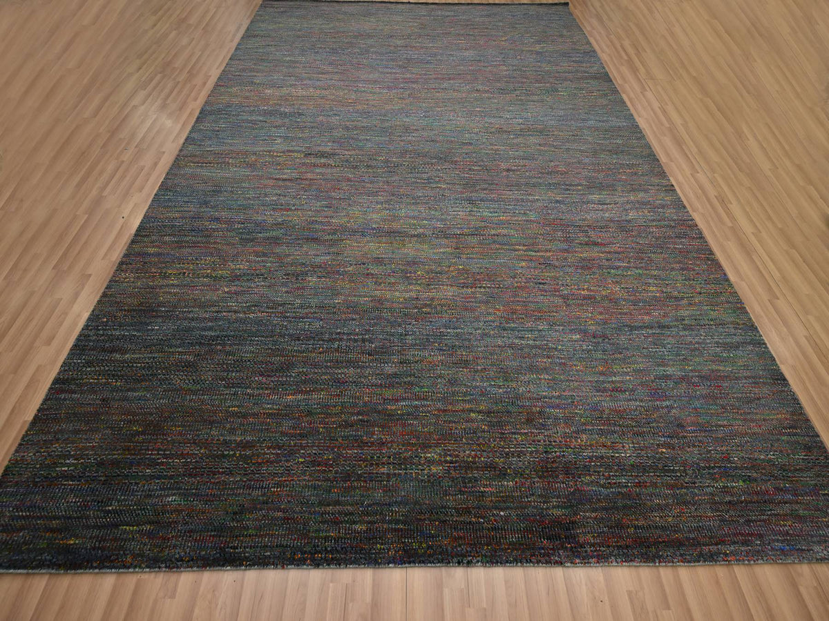 Modern / Contemporary hand-knotted wool/silk rug in Gray, 10'2" x 13'10" — SKU O083236 (view 2)