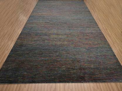 Modern / Contemporary hand-knotted wool/silk rug in Gray, 10'2" x 13'10" — SKU O083236 (view 2)