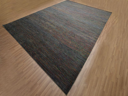 Modern / Contemporary hand-knotted wool/silk rug in Gray, 10'2" x 13'10" — SKU O083236 (view 3)