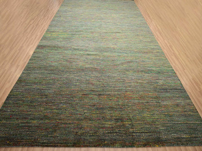 Green 9'11" x 14'6" Modern / Contemporary Hand knotted Wool/Silk Rug - Sku: O083237