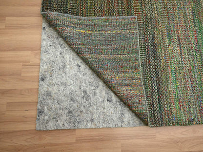 Green 9'11" x 14'6" Modern / Contemporary Hand knotted Wool/Silk Rug - Sku: O083237