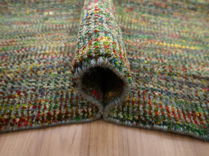 Green 9'11" x 14'6" Modern / Contemporary Hand knotted Wool/Silk Rug - Sku: O083237