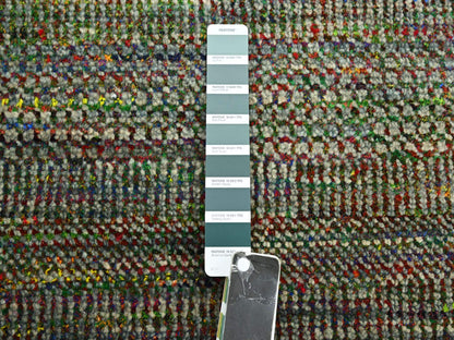 Green 9'11" x 14'6" Modern / Contemporary Hand knotted Wool/Silk Rug - Sku: O083237