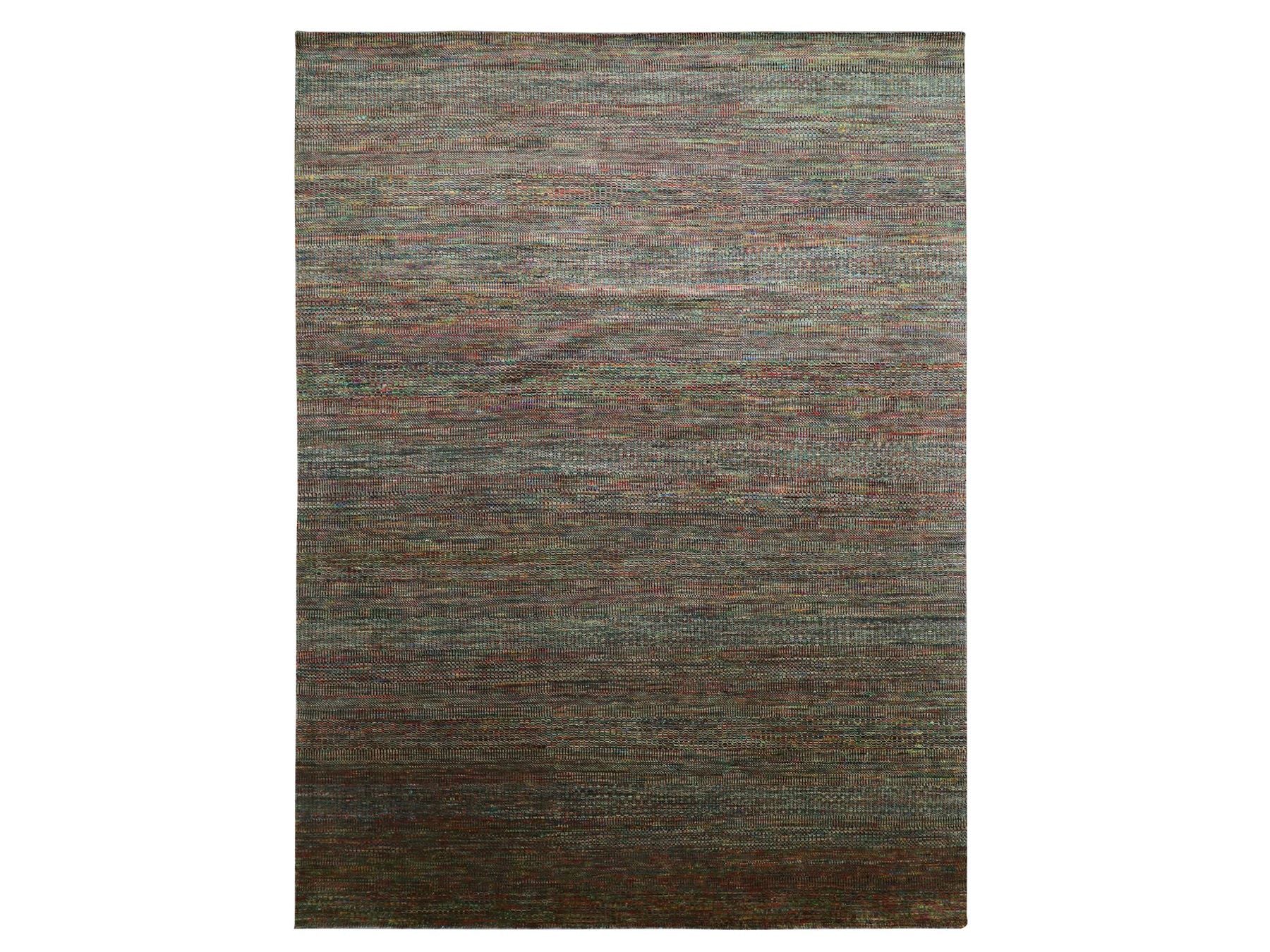 Modern / Contemporary hand-knotted wool rug in Green, 9'1" x 12'2" — SKU O083239