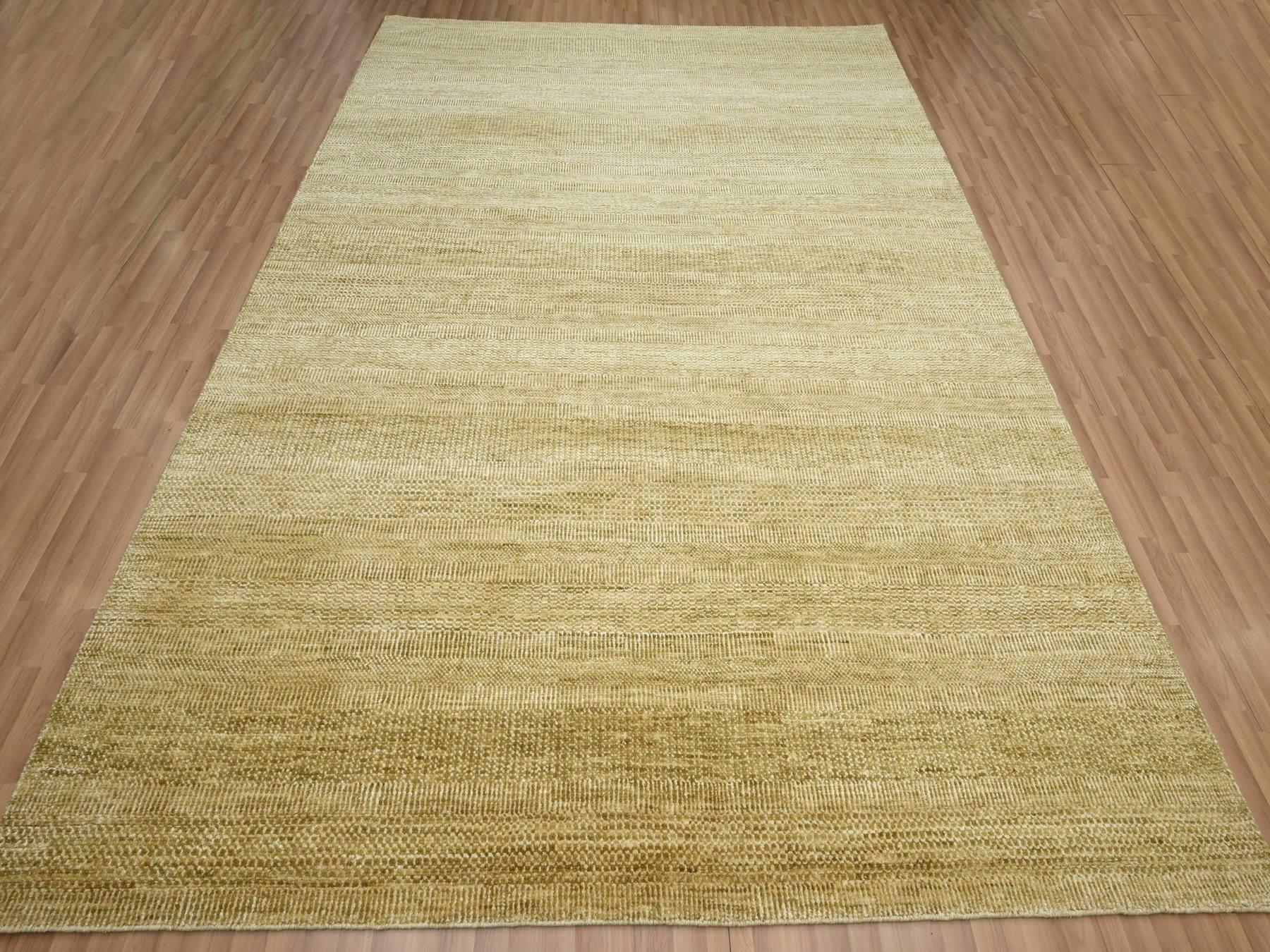 Modern / Contemporary hand-knotted wool/silk rug in Brown, 9' x 12'1" — SKU O083240 (view 2)