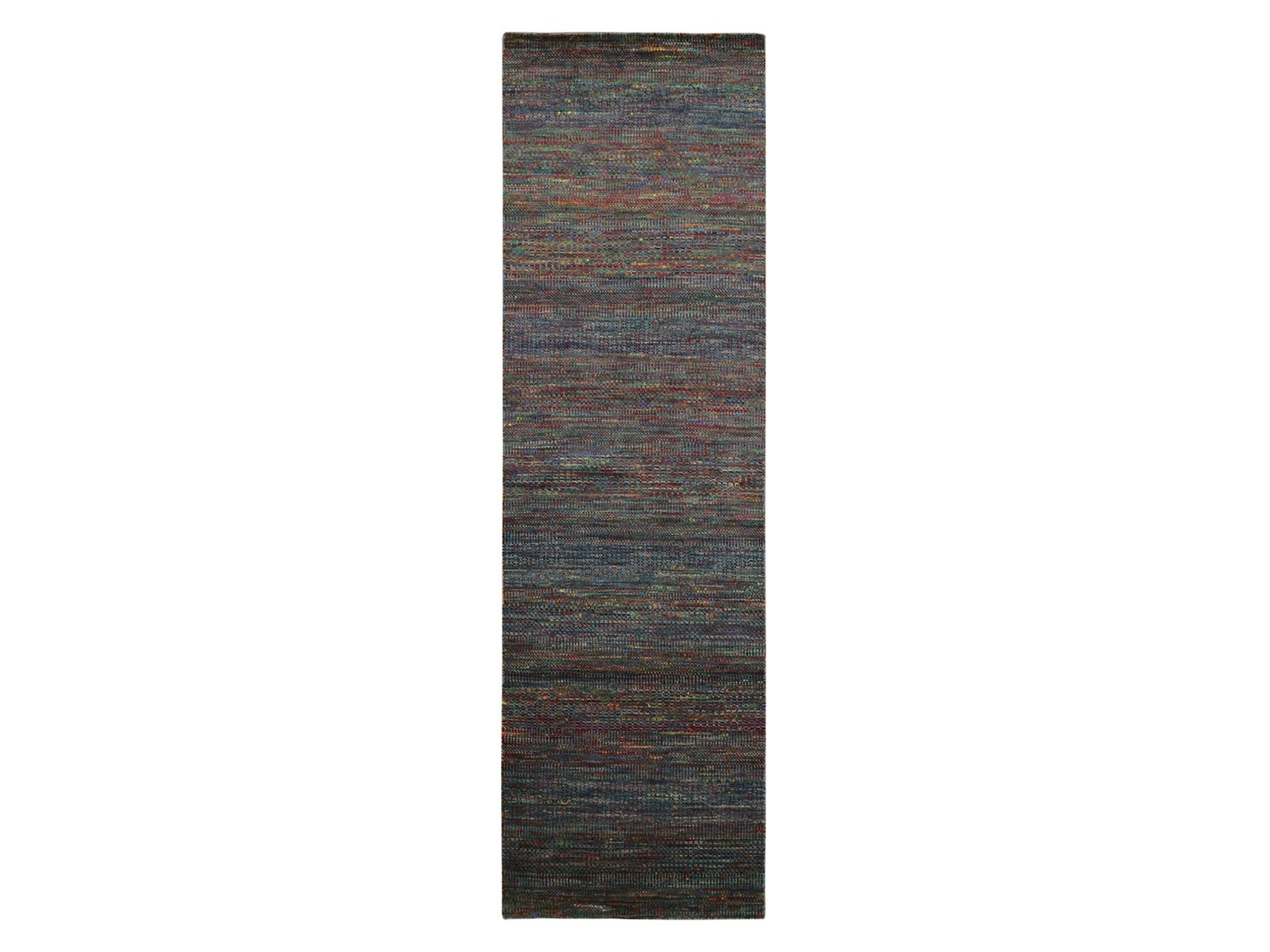 Blue 3'0" x 10'2" Modern / Contemporary Hand knotted Wool Rug - Sku: O083244