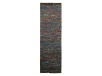 Blue 3'0" x 10'2" Modern and Contemporary Hand knotted Wool Rug - Sku: O083244