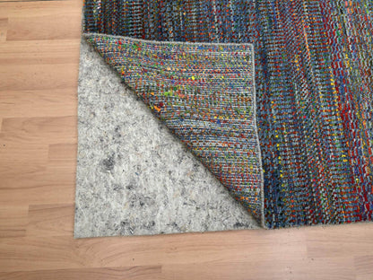 Blue 3'0" x 10'2" Modern and Contemporary Hand knotted Wool Rug - Sku: O083244