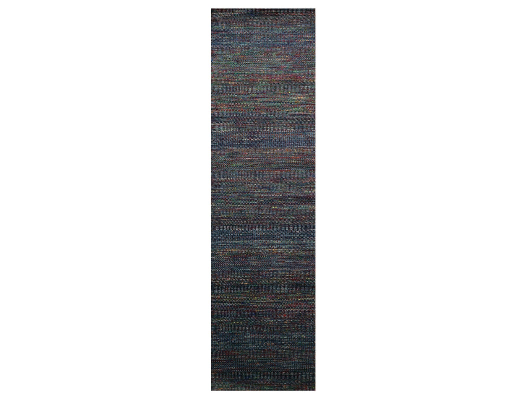 Blue 2'9" x 10'2" Modern / Contemporary Hand knotted Wool/Silk Rug - Sku: O083245