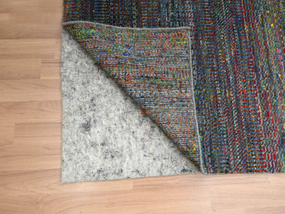 Blue 2'9" x 10'2" Modern and Contemporary Hand knotted Wool/Silk Rug - Sku: O083245