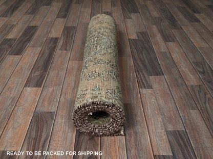 Brown 2'9" x 10'7" Vintage Hand knotted Wool Rug - Sku: O0832