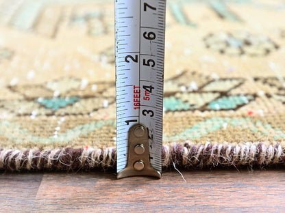 Brown 2'9" x 10'7" Vintage Hand knotted Wool Rug - Sku: O0832