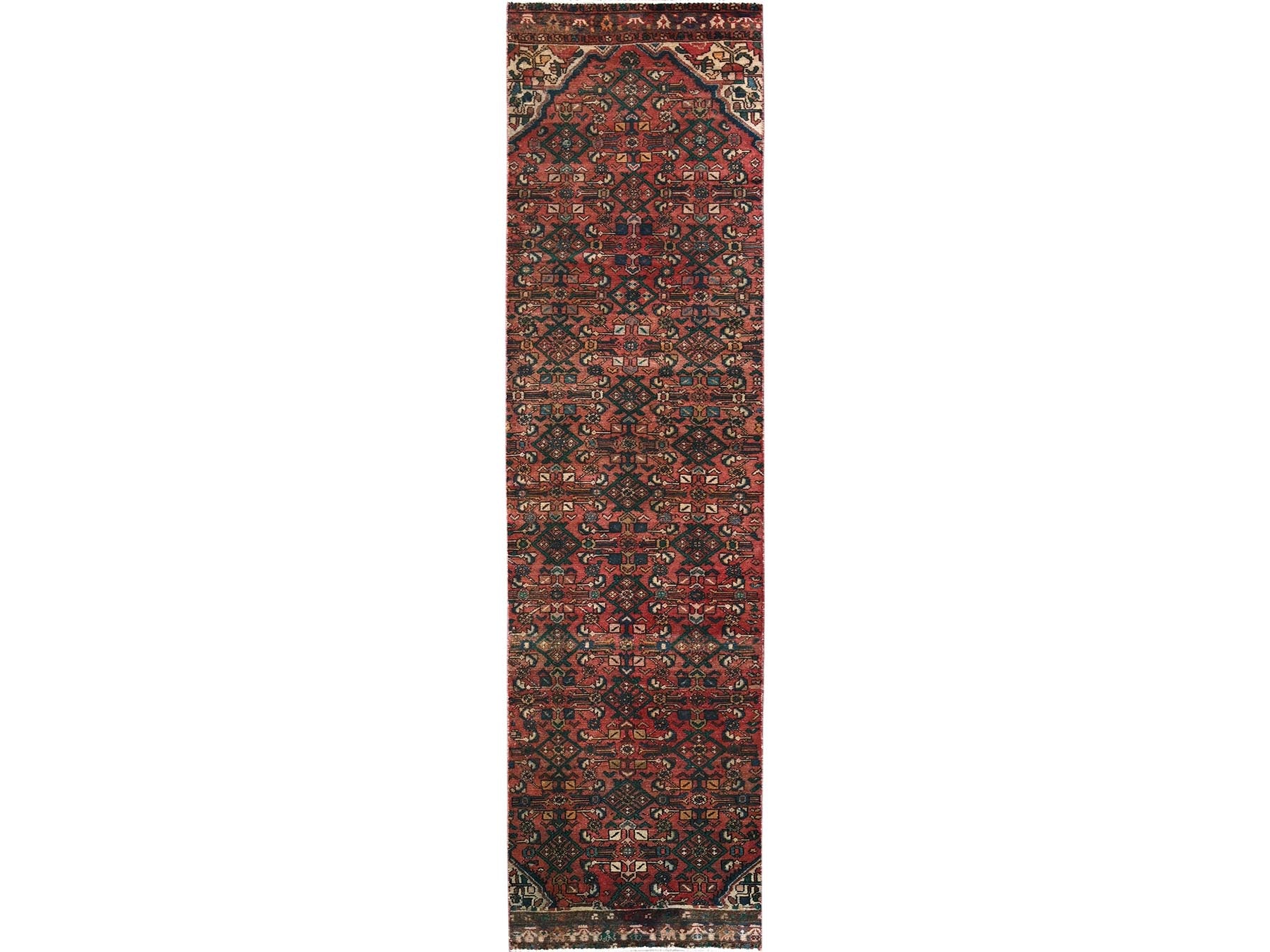 Hamadan Vintage hand-knotted wool runner in Red, 2'5" x 9'4" — SKU O0837