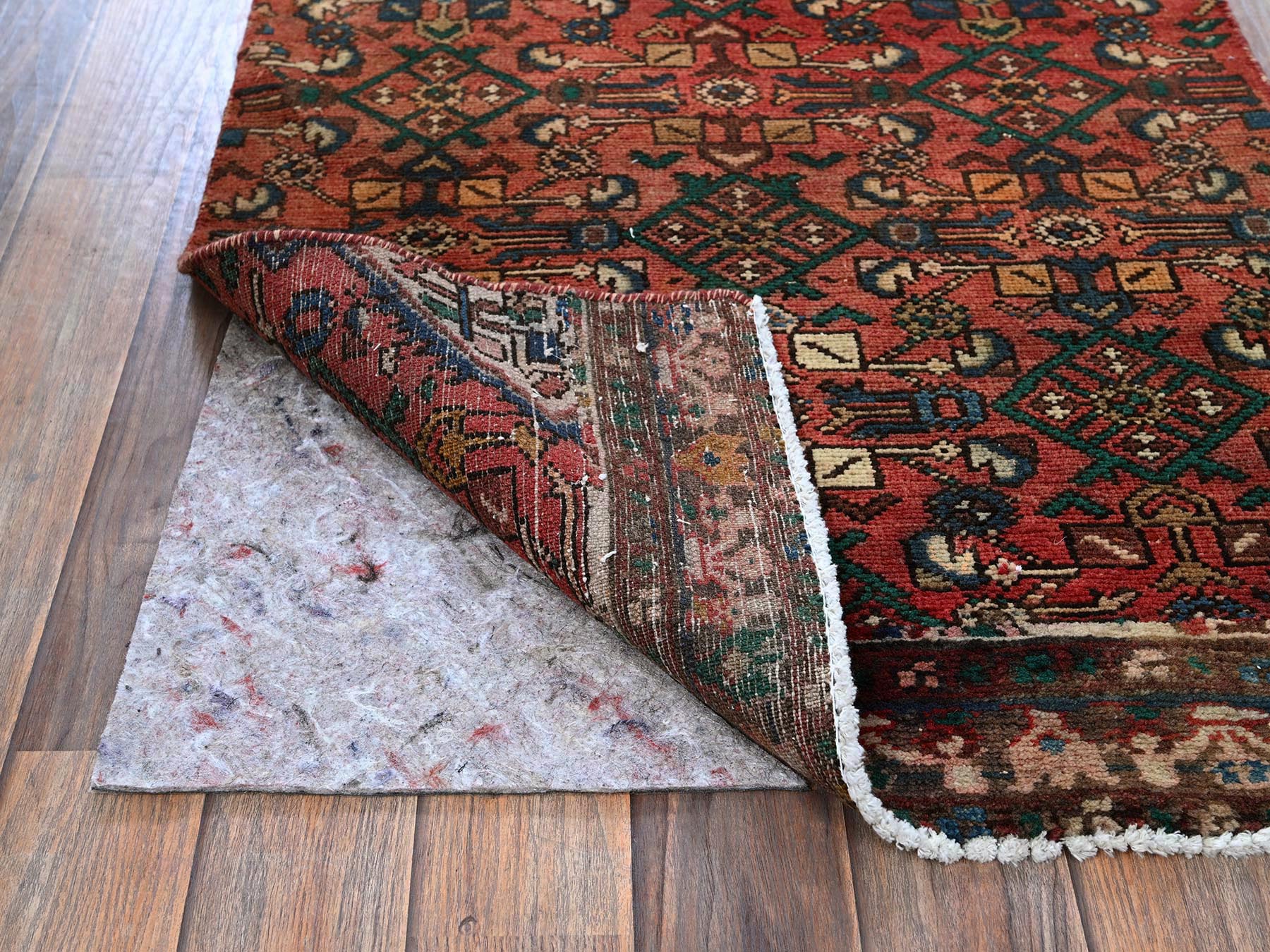 Hamadan Vintage hand-knotted wool runner in Red, 2'5" x 9'4" — SKU O0837 (view 3)
