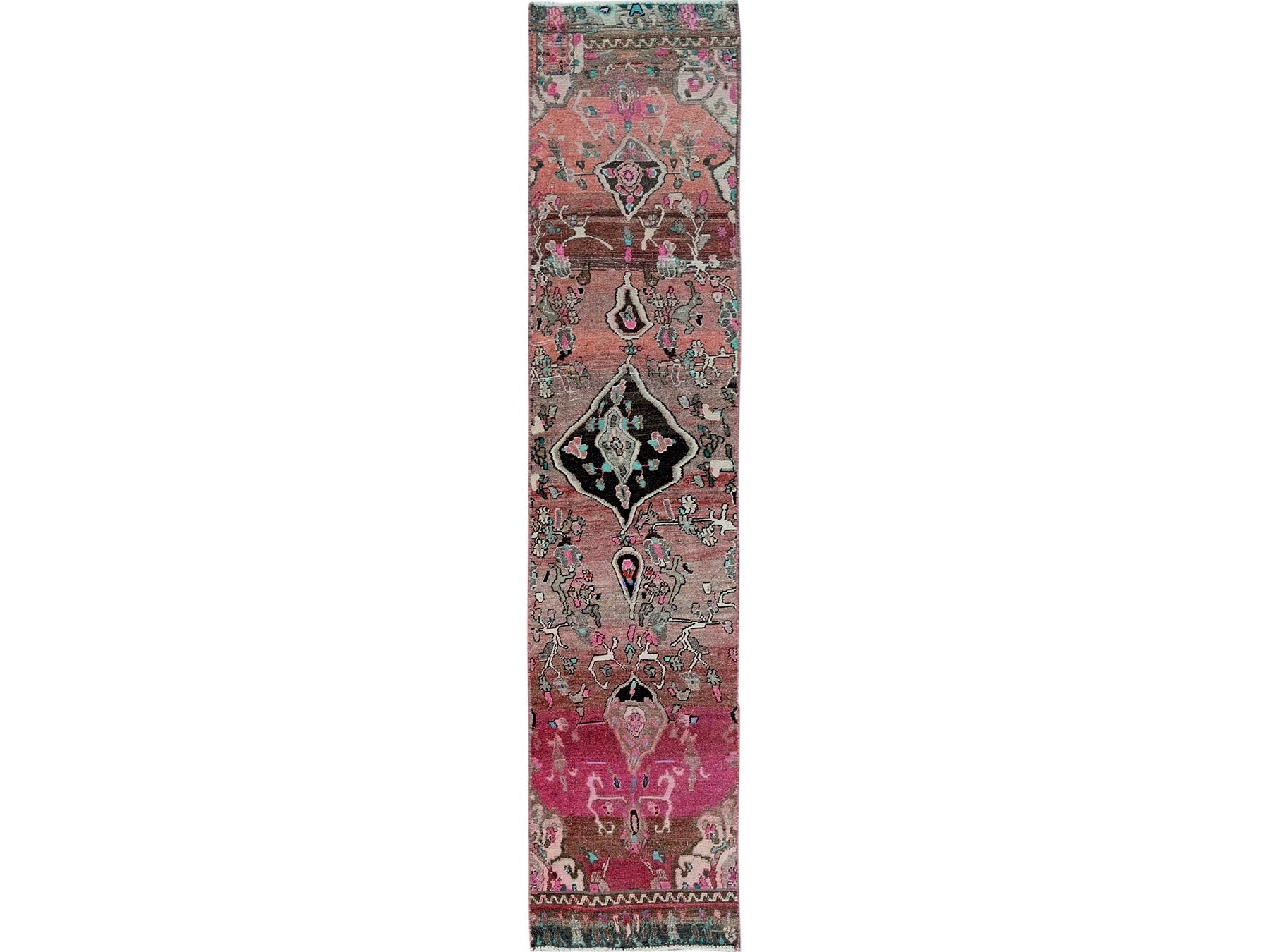 Hamadan Vintage hand-knotted wool runner in Red, 2' x 9'7" — SKU O0839