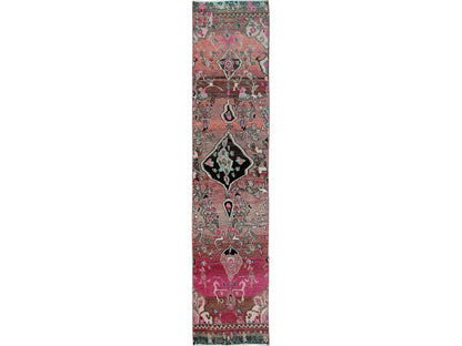 Hamadan Vintage hand-knotted wool runner in Red, 2' x 9'7" — SKU O0839