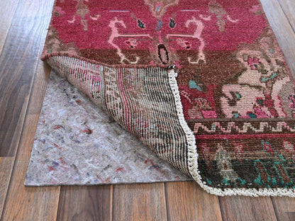 Hamadan Vintage hand-knotted wool runner in Red, 2' x 9'7" — SKU O0839 (view 3)