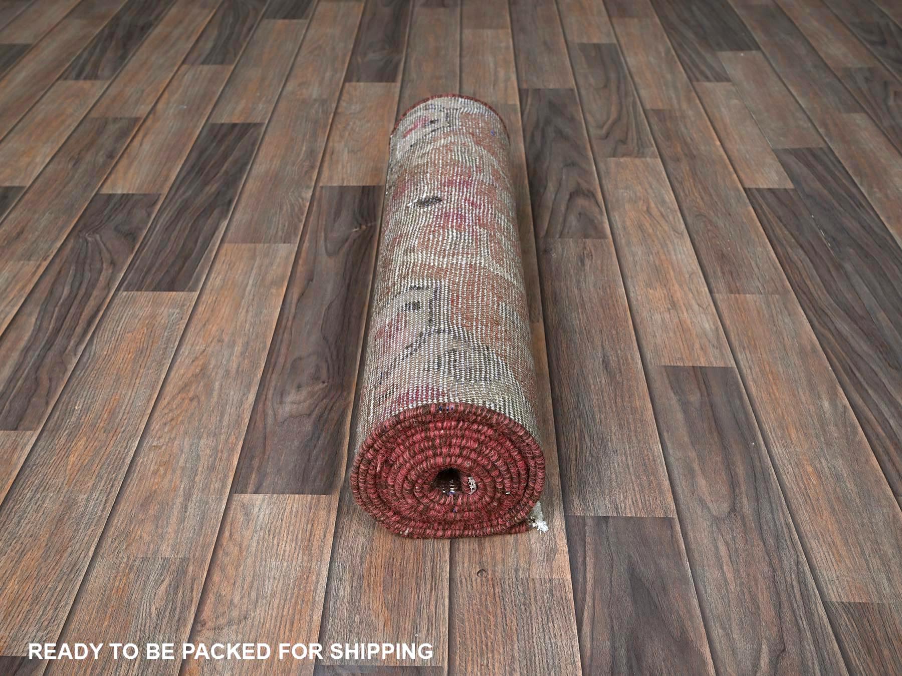 Hamadan Vintage hand-knotted wool runner in Red, 2' x 9'7" — SKU O0839 (view 5)
