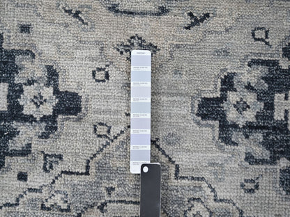 Tribal & Geometric hand-knotted wool rug in Gray & Silver Gray, 11'9" x 14'8" — SKU O084022 (view 7)