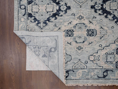 Tribal & Geometric hand-knotted wool rug in Gray & Silver Gray, 13'9" x 17'9" — SKU O084024 (view 4)