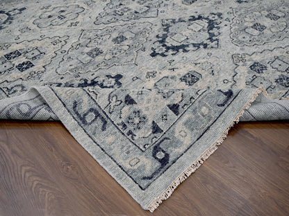 Tribal & Geometric hand-knotted wool rug in Gray & Silver Gray, 13'9" x 17'9" — SKU O084024 (view 6)