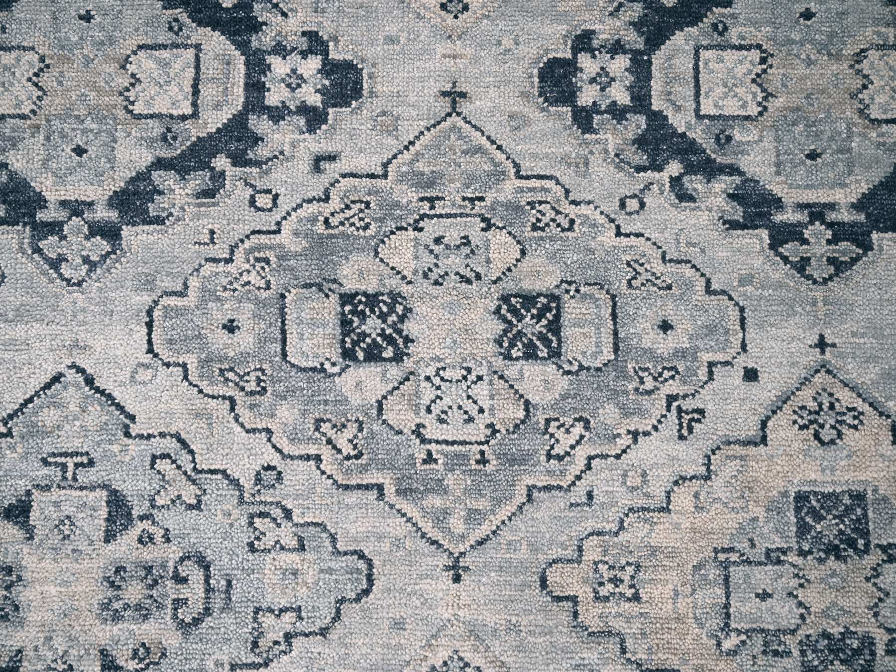 Tribal & Geometric hand-knotted wool rug in Gray & Silver Gray, 13'9" x 17'9" — SKU O084024 (view 8)
