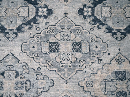 Tribal & Geometric hand-knotted wool rug in Gray & Silver Gray, 13'9" x 17'9" — SKU O084024 (view 8)