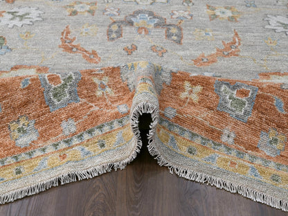 Beige 11'10" x 14'9" Oushak And Peshawar Hand knotted Wool Rug - Sku: O084026