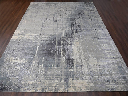 Modern / Contemporary hand-knotted wool/silk rug in Gray, 14' x 18' — SKU O084031 (view 2)