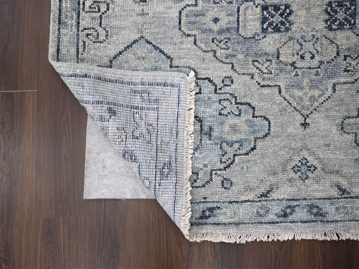 Tribal & Geometric hand-knotted wool rug in Gray & Silver Gray, 5'10" x 8'10" — SKU O084071 (view 3)