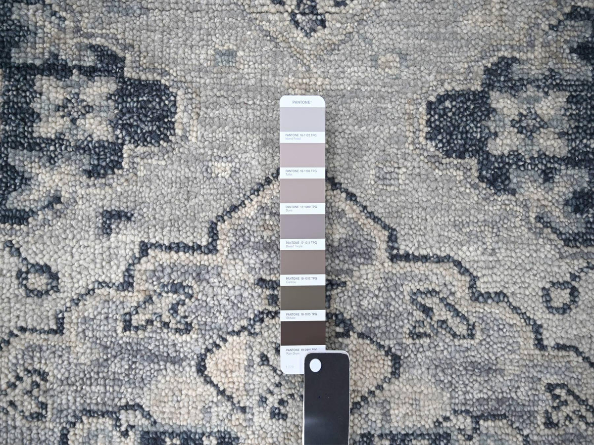 Tribal & Geometric hand-knotted wool rug in Gray & Silver Gray, 5'10" x 8'10" — SKU O084071 (view 4)