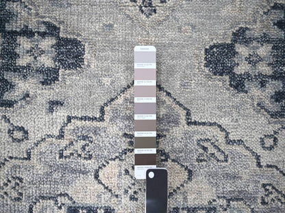 Tribal & Geometric hand-knotted wool rug in Gray & Silver Gray, 5'10" x 8'10" — SKU O084071 (view 4)