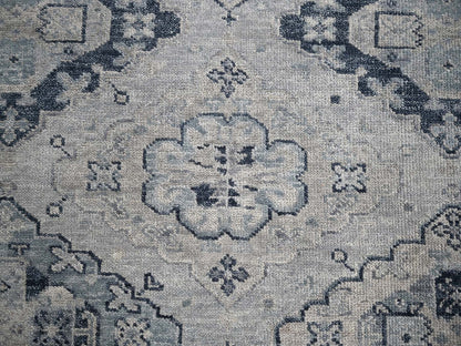 Tribal & Geometric hand-knotted wool rug in Gray & Silver Gray, 5'10" x 8'10" — SKU O084071 (view 5)
