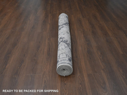 Tribal & Geometric hand-knotted wool rug in Gray & Silver Gray, 5'10" x 8'10" — SKU O084071 (view 6)