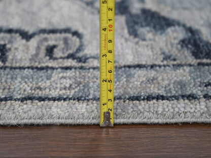 Tribal & Geometric hand-knotted wool rug in Gray & Silver Gray, 5'10" x 8'10" — SKU O084071 (view 7)