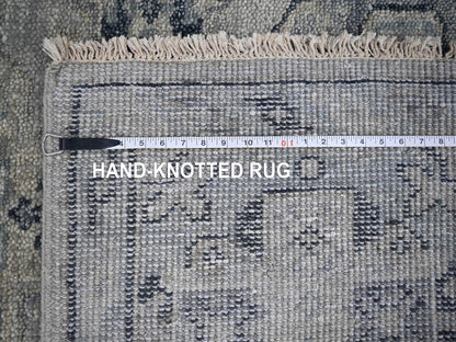 Tribal & Geometric hand-knotted wool rug in Gray & Silver Gray, 5'10" x 8'10" — SKU O084071 (view 8)