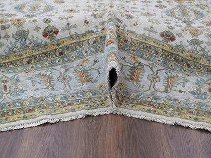 Tribal Heriz hand-knotted wool rug in Ivory & Light gray, 11'10" x 17'10" — SKU O084117 (view 5)
