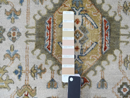 Tribal Heriz hand-knotted wool rug in Ivory & Light gray, 11'10" x 17'10" — SKU O084117 (view 7)