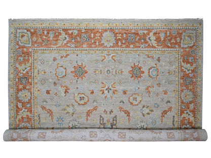 Oushak Oushak hand-knotted wool rug in Gray & Rust Red, 14' x 18'1" — SKU O084130