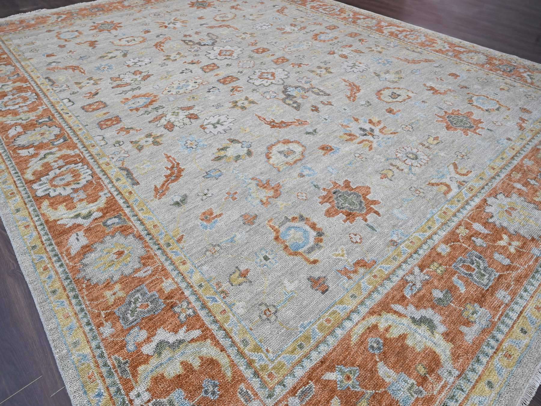 Oushak Oushak hand-knotted wool rug in Gray & Rust Red, 14' x 18'1" — SKU O084130 (view 3)