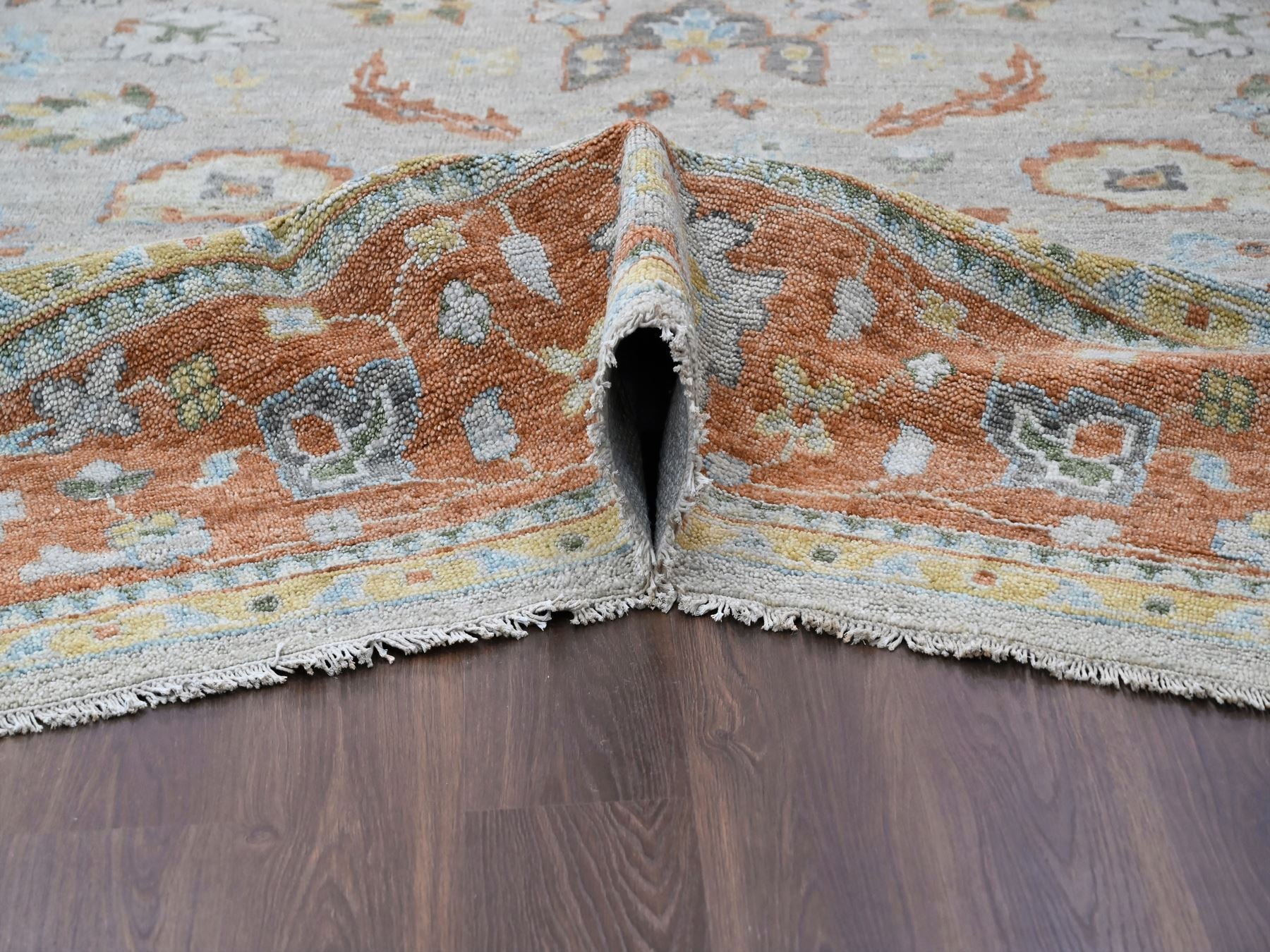 Oushak Oushak hand-knotted wool rug in Gray & Rust Red, 14' x 18'1" — SKU O084130 (view 5)