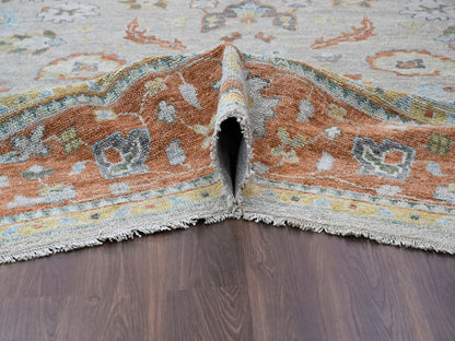 Oushak Oushak hand-knotted wool rug in Gray & Rust Red, 14' x 18'1" — SKU O084130 (view 5)
