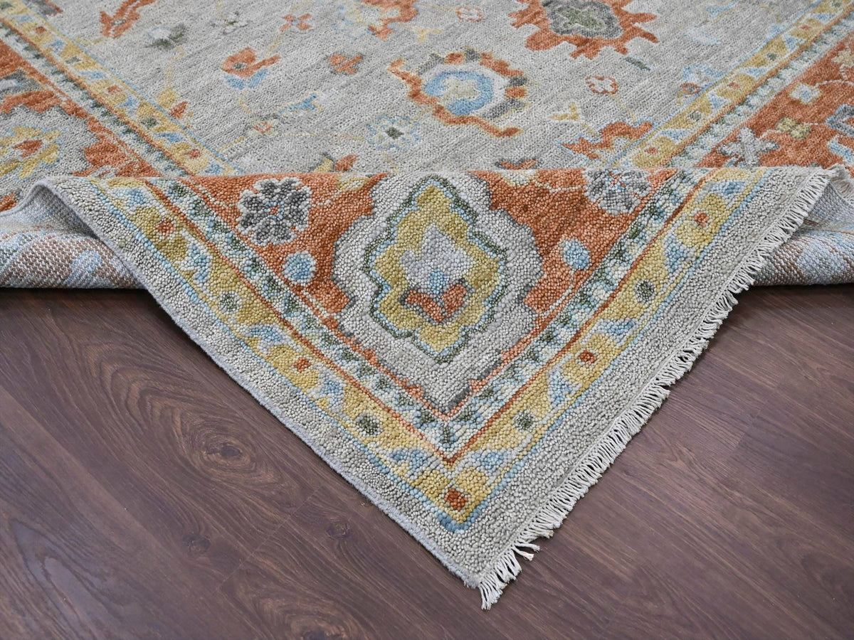 Oushak Oushak hand-knotted wool rug in Gray & Rust Red, 14' x 18'1" — SKU O084130 (view 6)