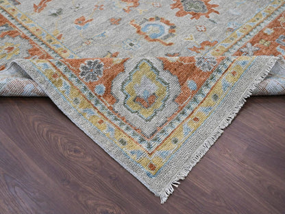 Oushak Oushak hand-knotted wool rug in Gray & Rust Red, 14' x 18'1" — SKU O084130 (view 6)