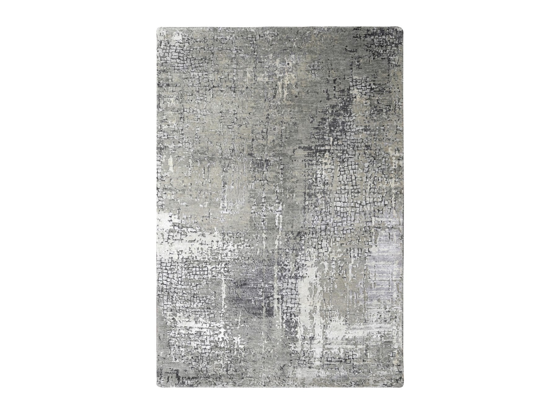 Grey 4'1" x 6'0" Modern and Contemporary Hand knotted Wool/Silk Rug - Sku: O084164