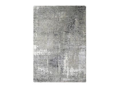Grey 4'1" x 6'0" Modern and Contemporary Hand knotted Wool/Silk Rug - Sku: O084164